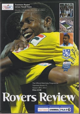 Tranmere Rovers v Yeovil Match Programme 2012-10-13
